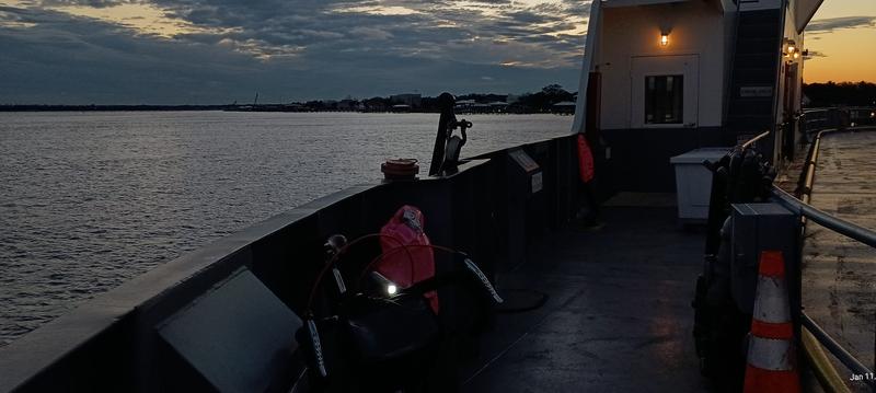 Taking the Mayport Ferry across the Saint Johns River after sunset.