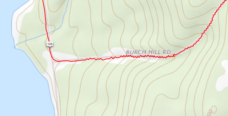 My telltale route up Birch Hill Road