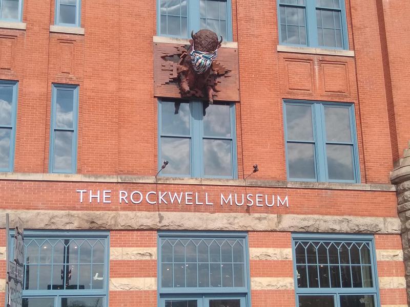 The Norman Rockwell Museum in Corning sports a buffalo head with a mask.