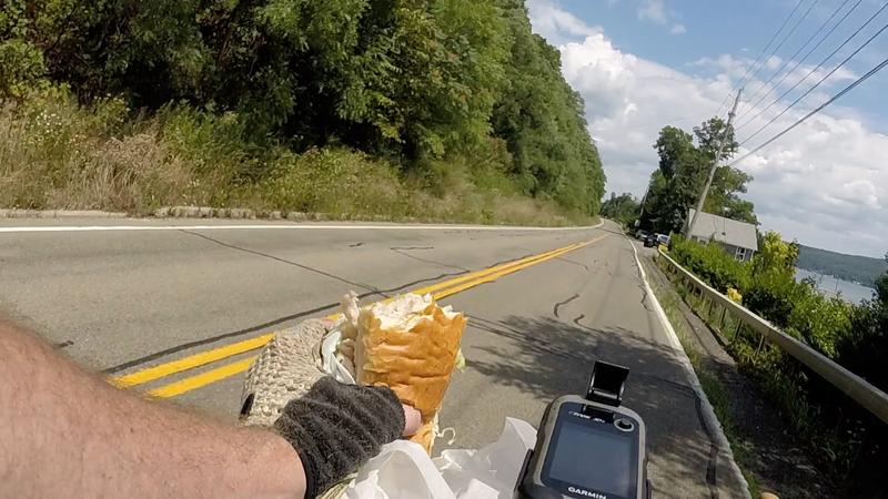 Lunch while riding along the west shore of Keuka Lake