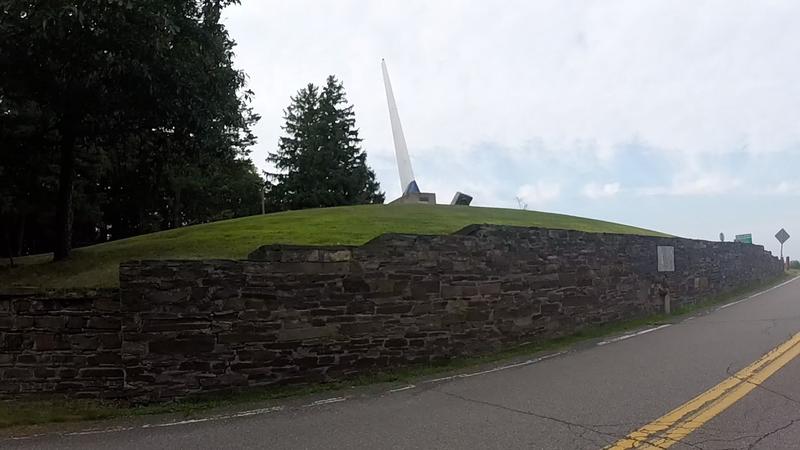 A vertical glider wing greets visitors to Harris Hill near the pull-out.